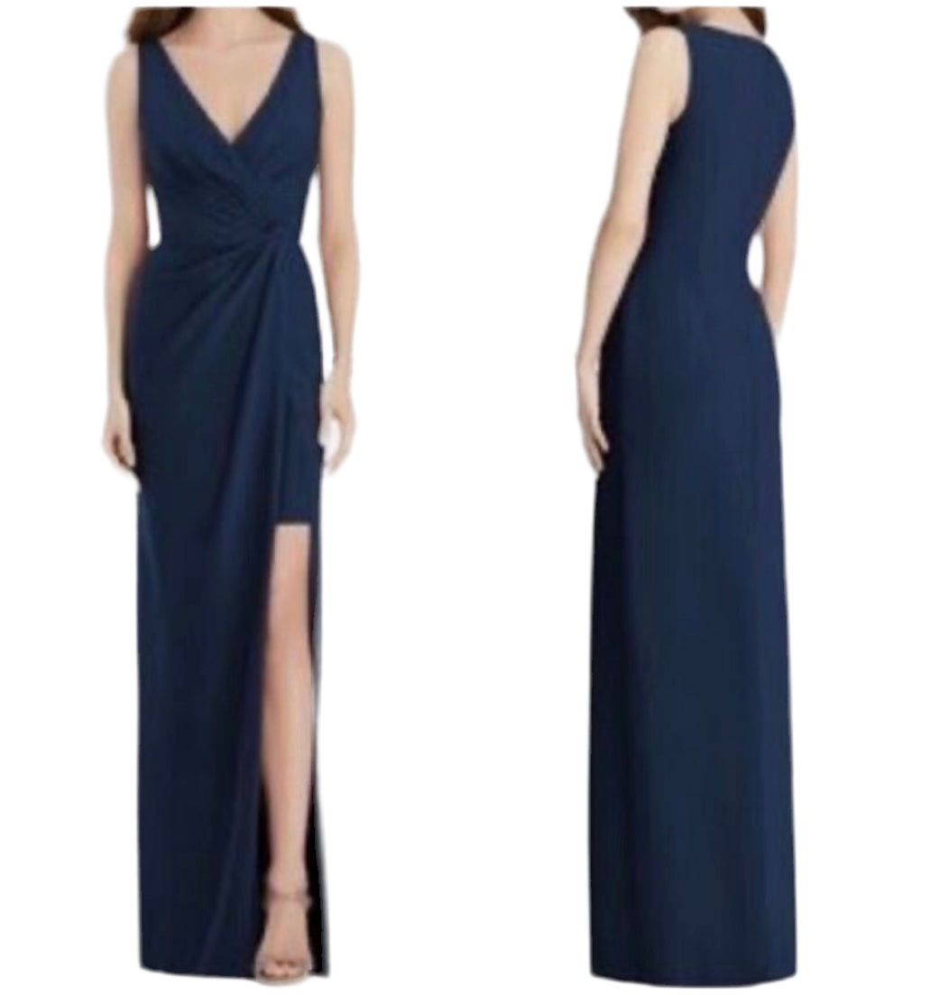 fix sizeJENNY PACKHAM | STYLE #1013 | STRETCH CREPE PLEATED HIGH SLIT COLUMN GOWN