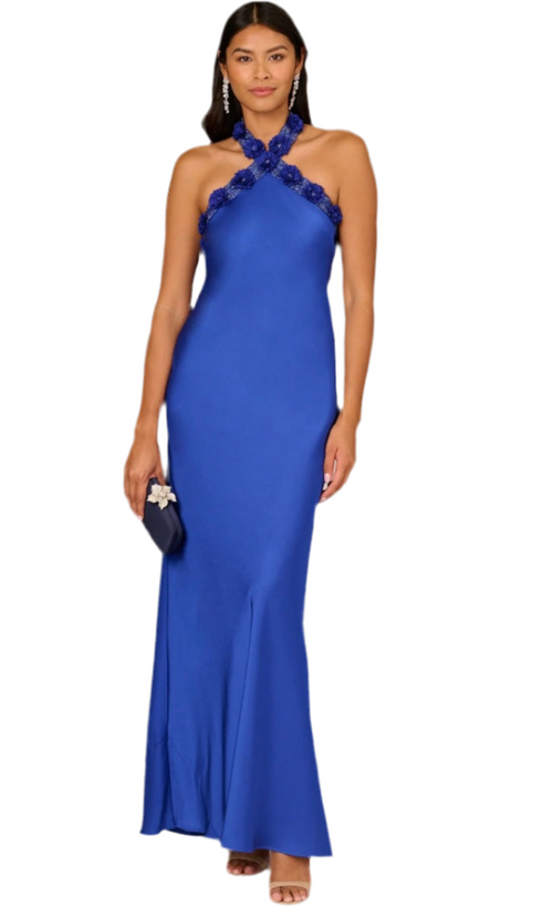 AIDAN MATTOX | EMBELLISHED HALTER GOWN