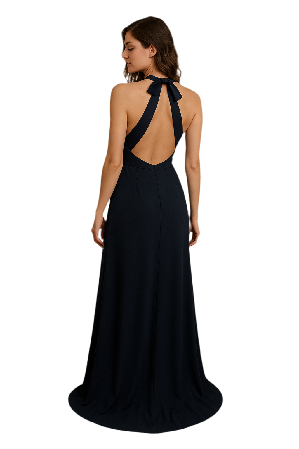 AFTER SIX | STYLE # 6827 | CREPE BOW-NECK OPEN BACK TRUMPET DRESS