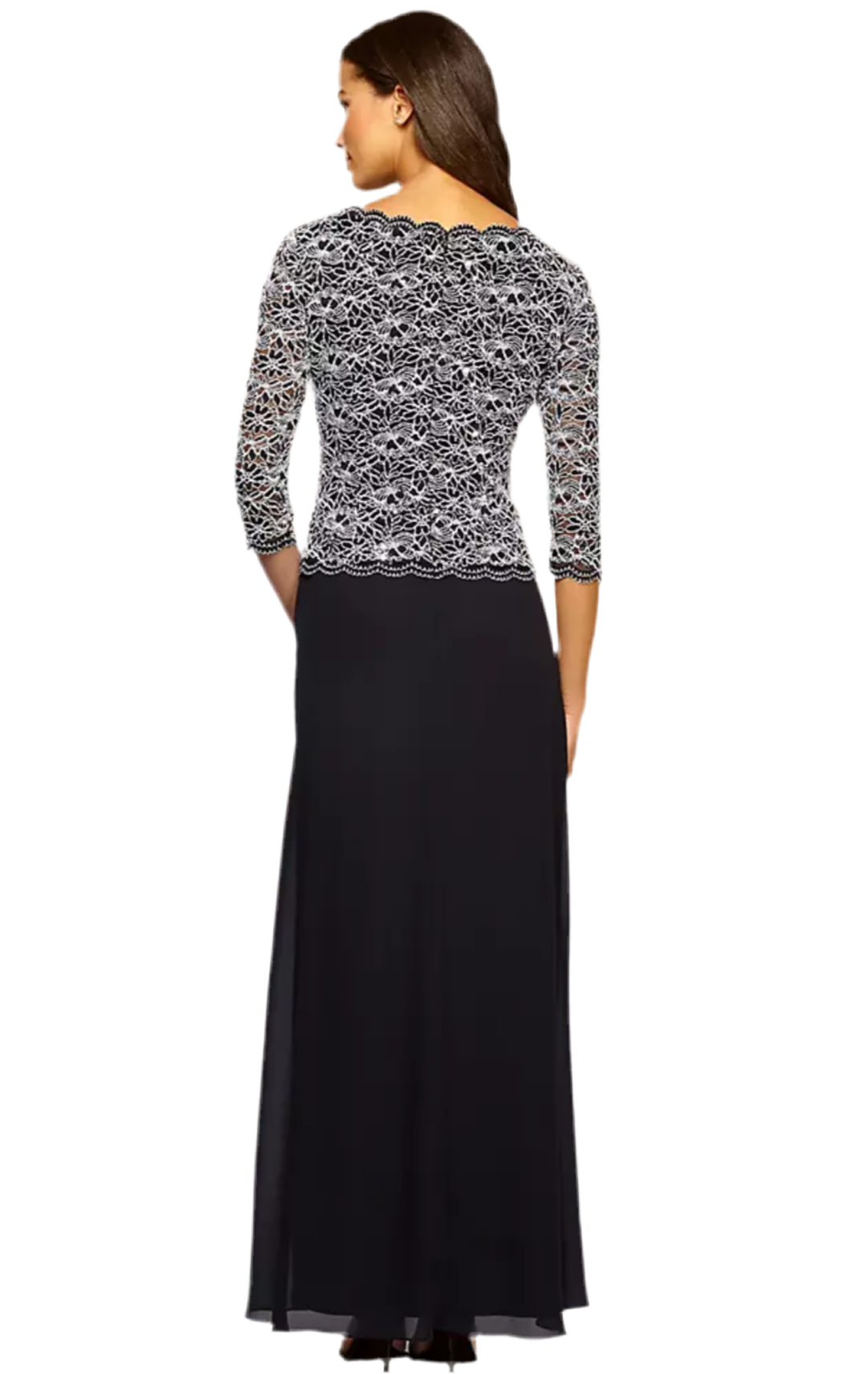 ALEX EVENINGS | LACE BODICE W/ SCALLOPED HEM LONG GOWN