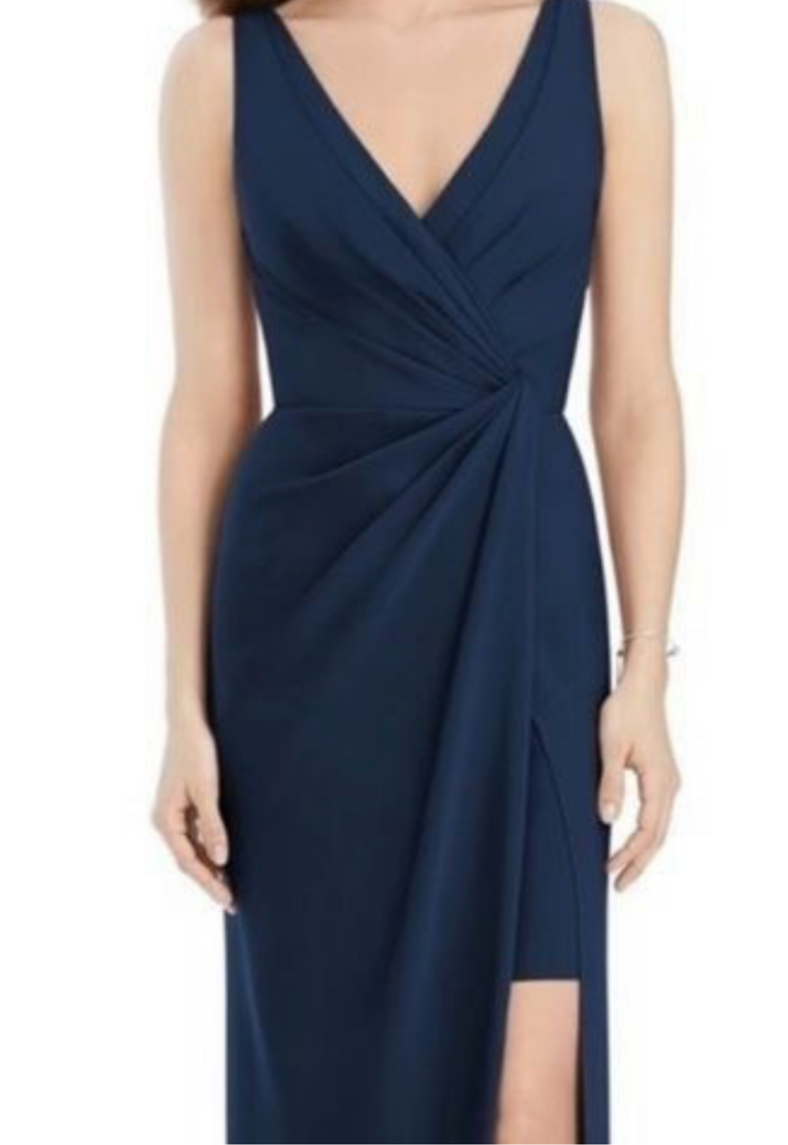 fix sizeJENNY PACKHAM | STYLE #1013 | STRETCH CREPE PLEATED HIGH SLIT COLUMN GOWN