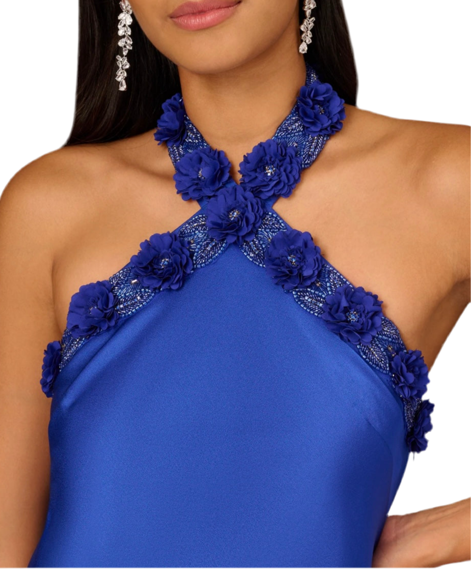 AIDAN MATTOX | EMBELLISHED HALTER GOWN