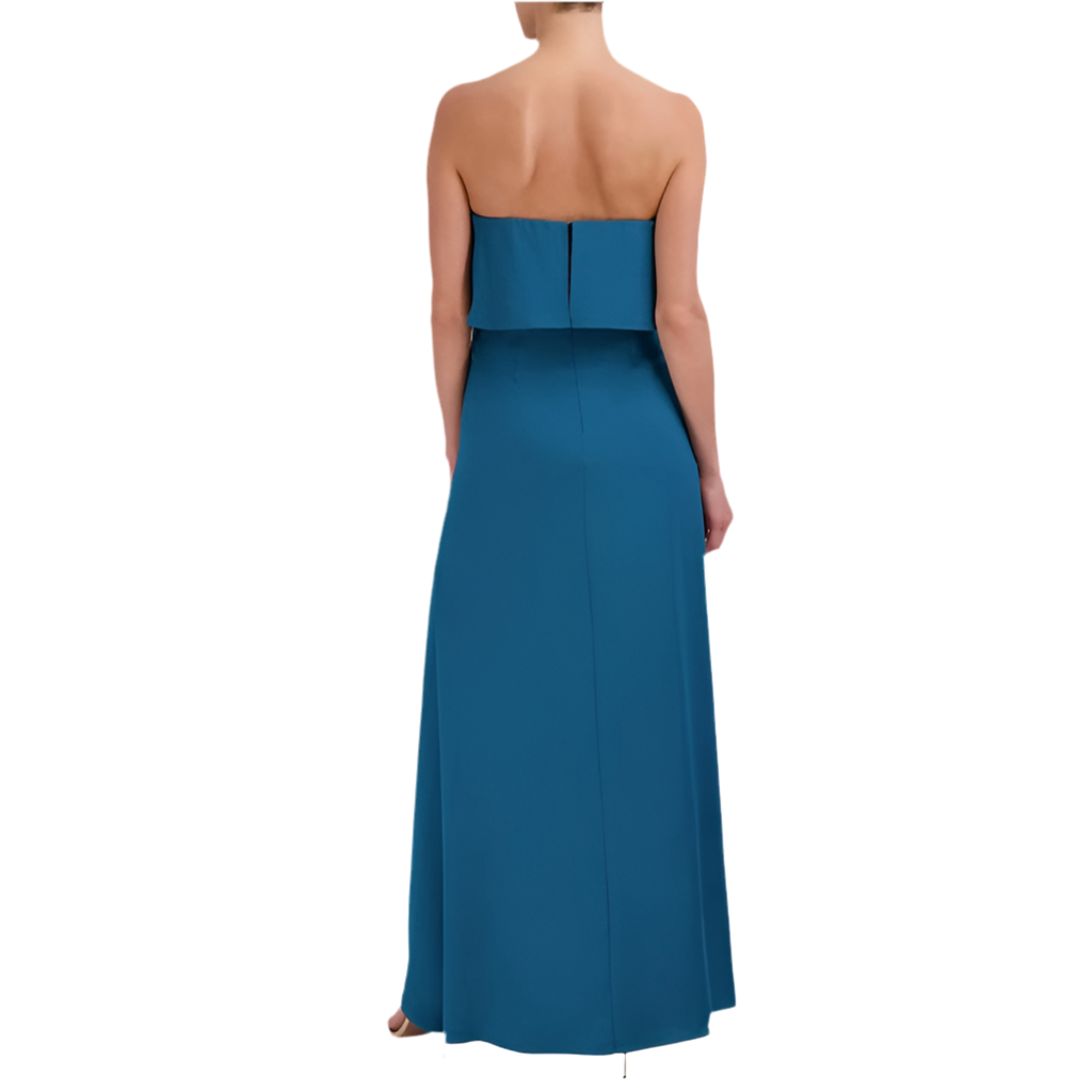 BCBGMAXAZRIA | STRAPLESS CASCADE RUFFLE EVENING DRESS