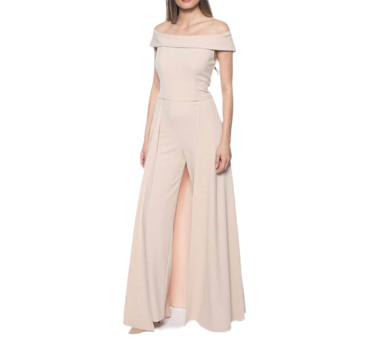 MARINA | OFF THE SHOULDER CREPE JUMPSUIT