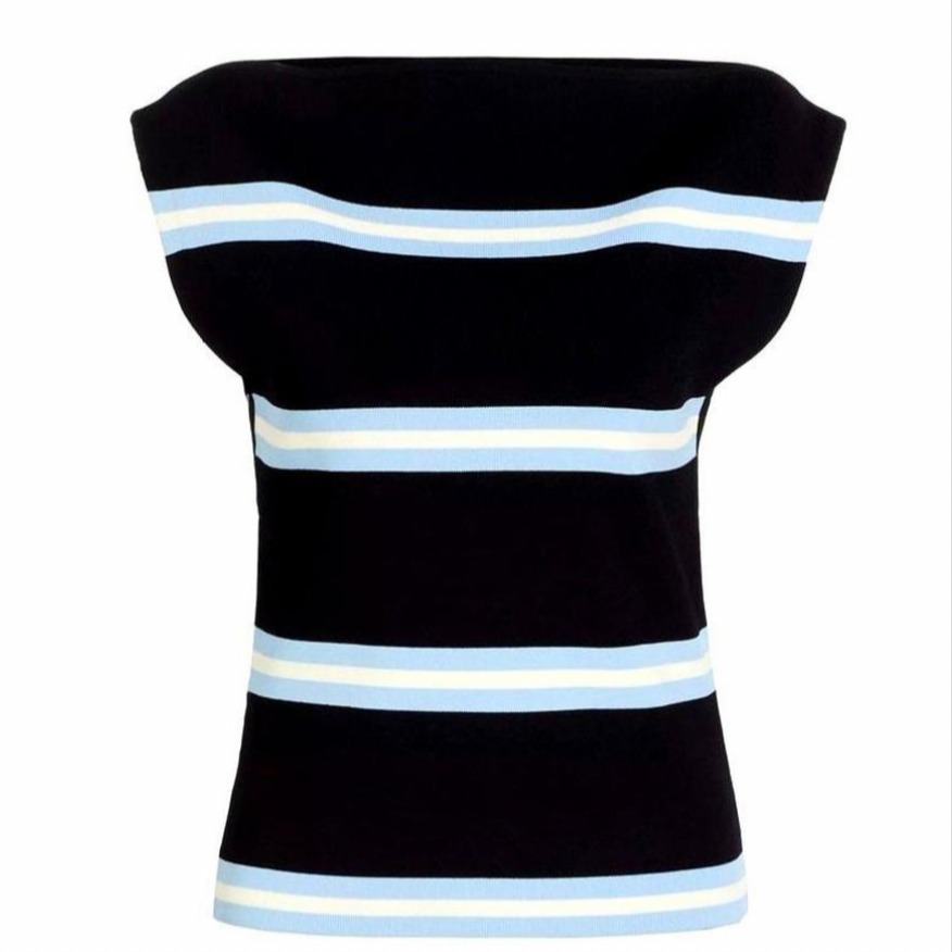 TANYA TAYLOR ZANITA KNIT TOP IN BLACK + CHALK 